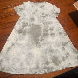 Caution To The Wind Gray and White Midi A-Line Dress